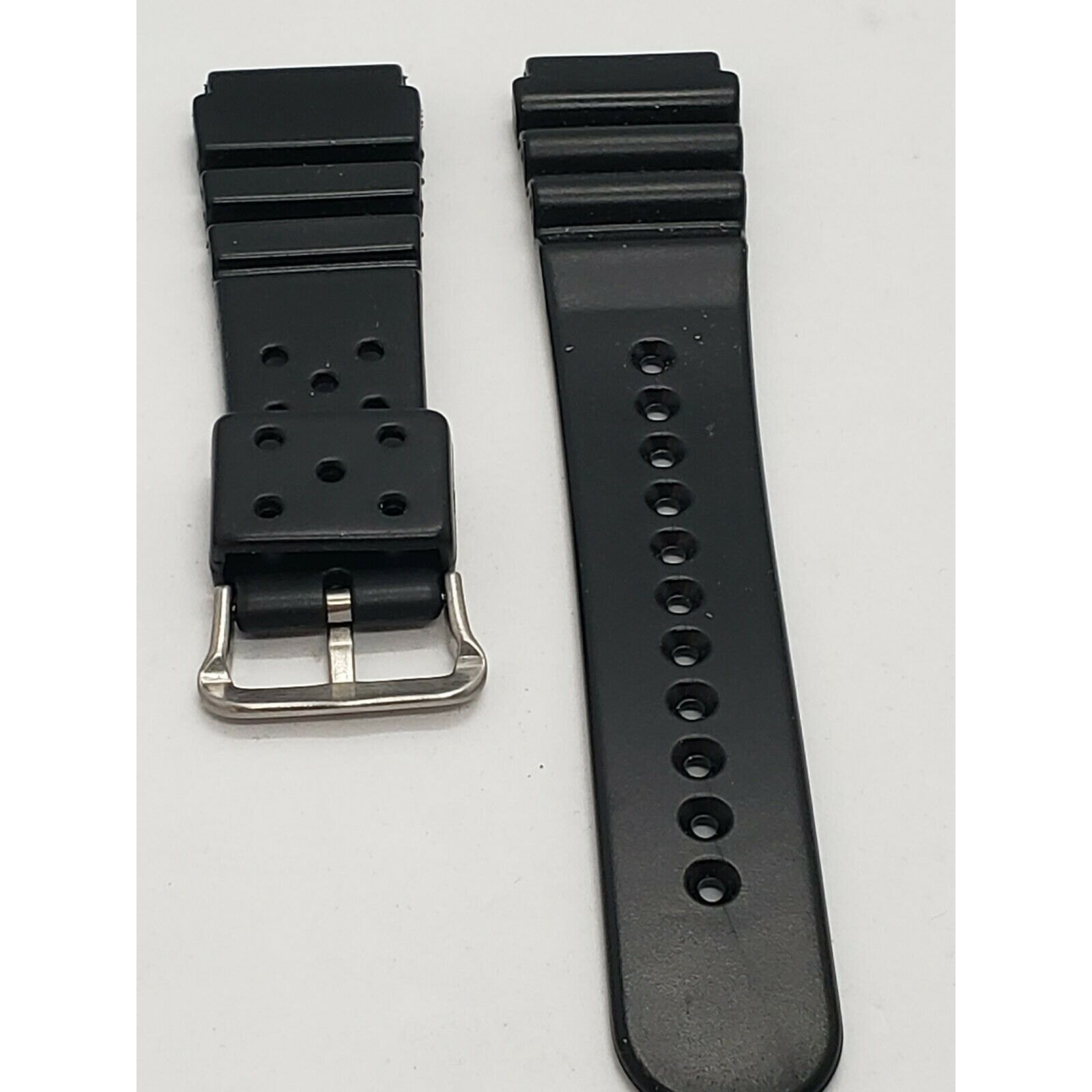 Black 2 Piece Rubber 23mm Watch Strap
